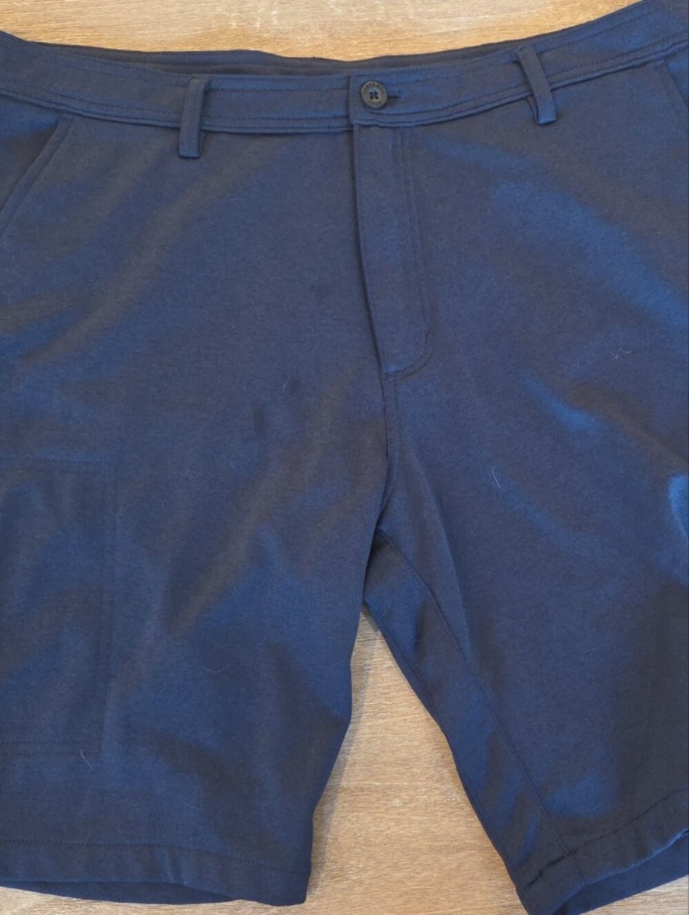 Hawke & Co Navy Blue Flat-Front Fleece Shorts W/ Camo Pocket Lining (36)